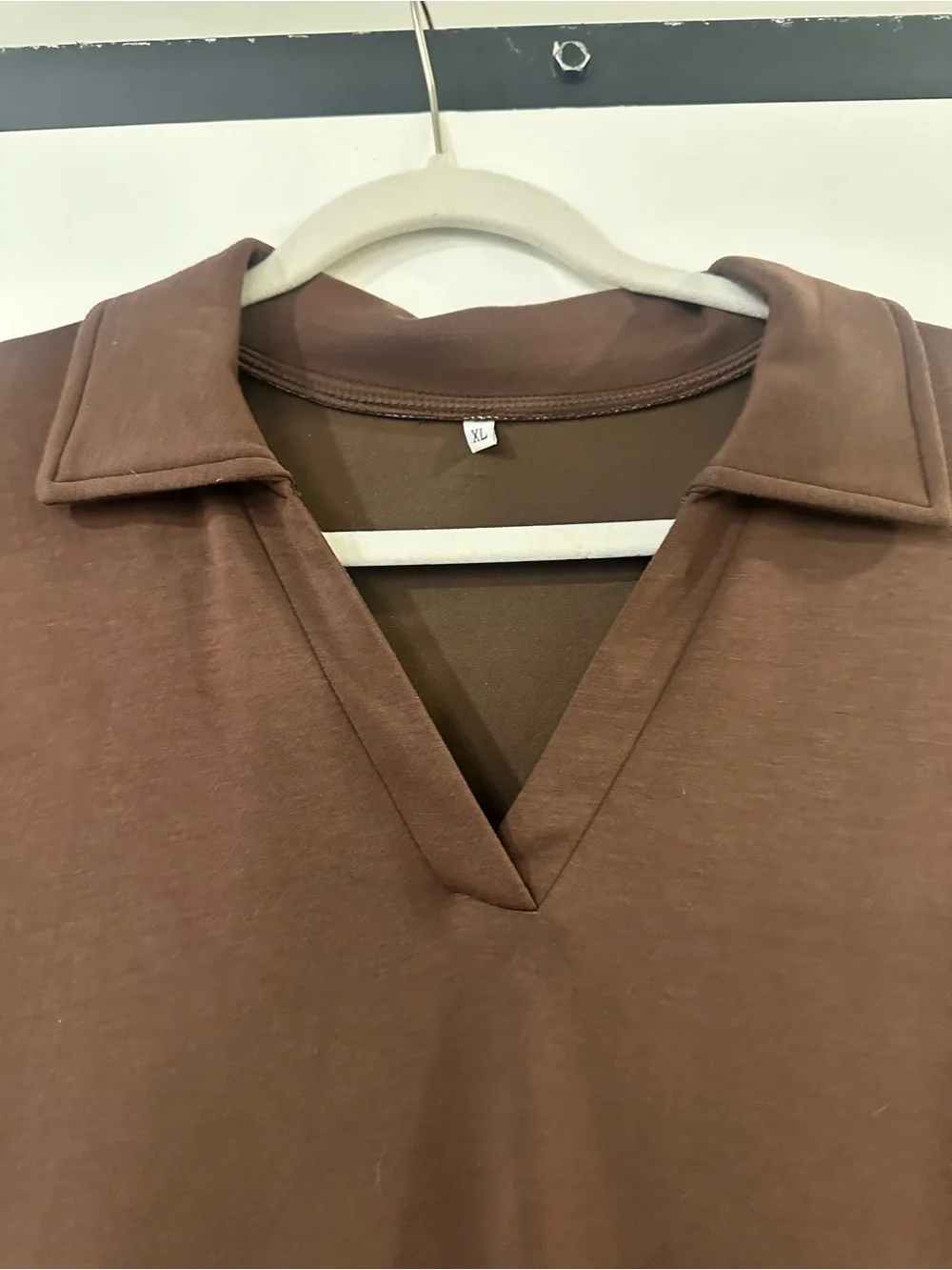 Casual V-Neck Maxi Shirt Dress in Chocolate Brown - Picture 6 of 10